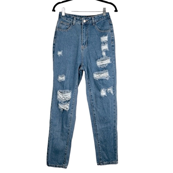 SHEIN Denim Distressed Skinny Jeans Size XS - Picture 1 of 7